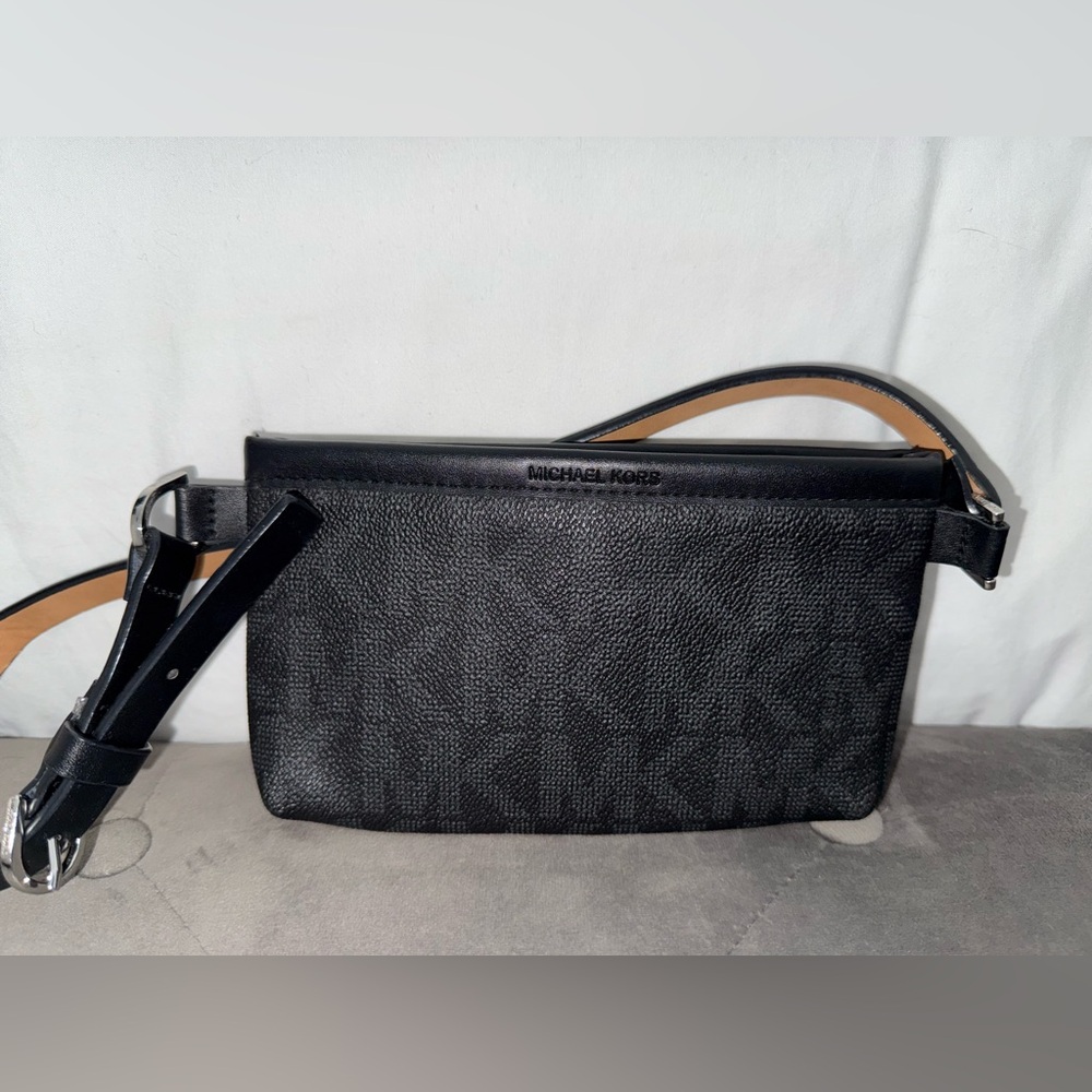 Black Leather Michael Kors Fanny Pack